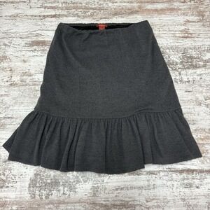 Sundance Skirt Womens Sz 4 Gray Wool‎ Blend Ruffled Hem Neutral Basic Dark Fairy